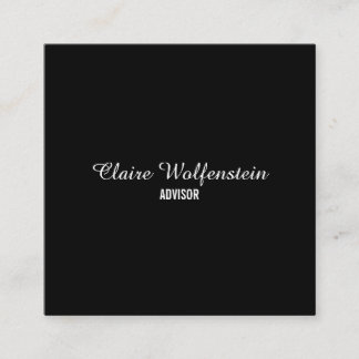Tarjeta De Visita Cuadrada Simple y elegante script en negro y blanco