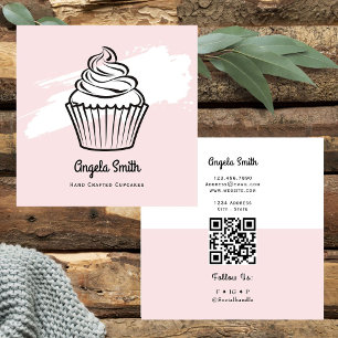 Tarjeta De Visita Cuadrada Sitio web de moda de cupcakes rosa