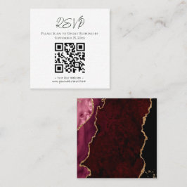 Tarjeta De Visita Cuadrada Sitio web de RSVP Burgundy Agate Purpurina Boda