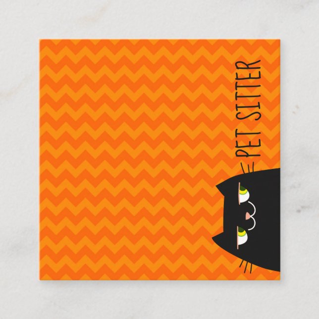 Tarjeta De Visita Cuadrada Sitter de Mascota de gato negro (Anverso)