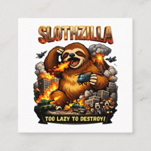 Tarjeta De Visita Cuadrada Slothzilla Demasiado Perezoso para Destruir, Monst
