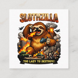 Tarjeta De Visita Cuadrada Slothzilla Too Lazy to Destroy,Funny Kaiju Monster