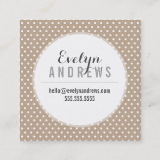 Tarjeta De Visita Cuadrada SMART SIMPLE SPOT mini polka dot eco kraft blanco