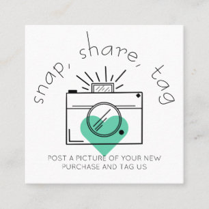 Tarjeta De Visita Cuadrada Snap Share Tag Heart Camera Social Media Business