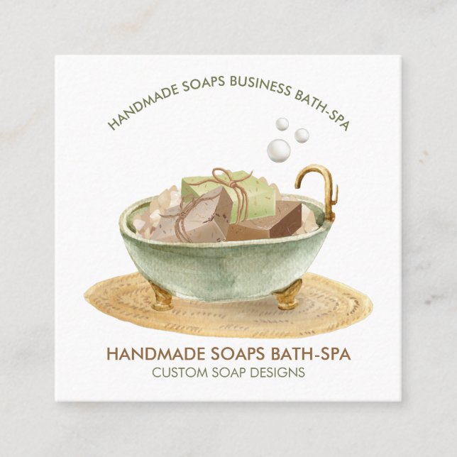 Tarjeta De Visita Cuadrada Soap Branding bañera bañera hidromasaje (Anverso)