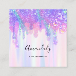 Tarjeta De Visita Cuadrada Soap Holograph Blue Dritics Nails