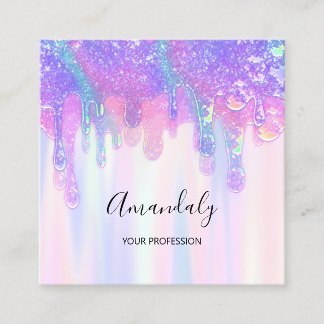 Tarjeta De Visita Cuadrada Soap Holograph Blue Dritics Nails (Anverso)