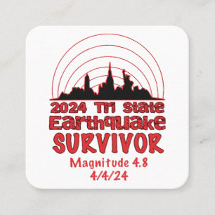 Tarjeta De Visita Cuadrada Sobreviví el terremoto de NYC Tri State 2024