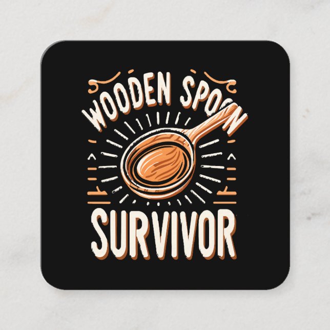 Tarjeta De Visita Cuadrada Sobreviviente de cuchara de madera (Anverso)