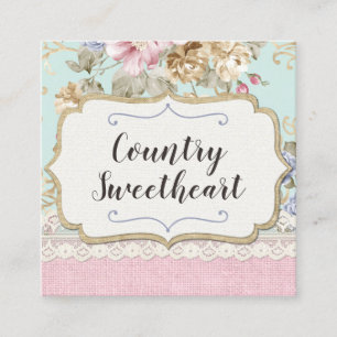 Tarjeta De Visita Cuadrada Social floral rosado elegante lamentable del