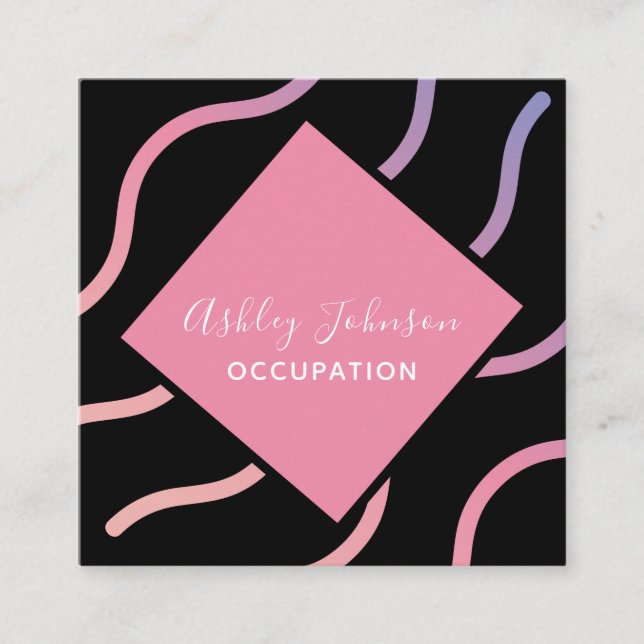 Tarjeta De Visita Cuadrada Social Media Add Logo QR Código holográfico de mod (Anverso)