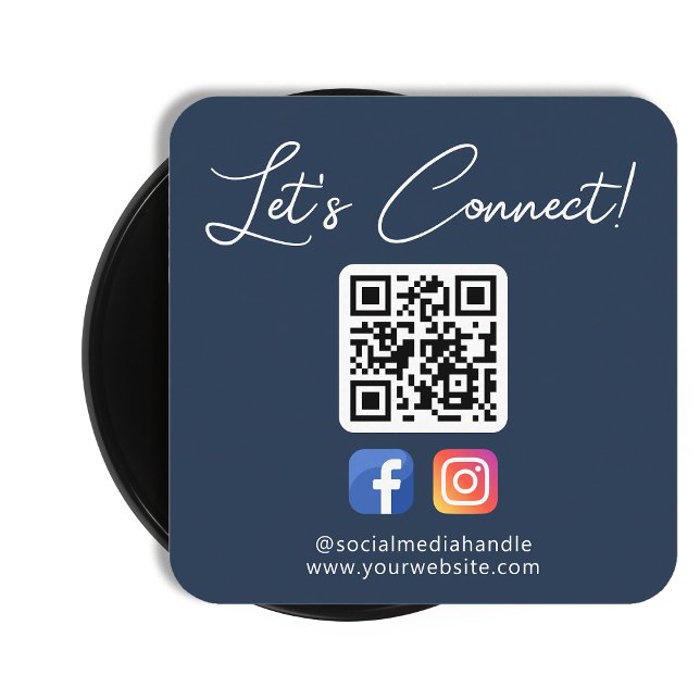 Tarjeta De Visita Cuadrada Social Media Connect With Us Personalizado Profess (Subido por el creador)