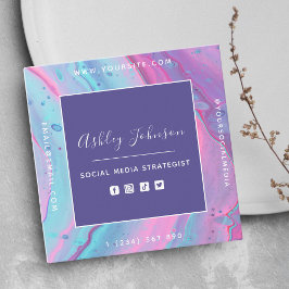 Tarjeta De Visita Cuadrada Social Media Strategist Social Media QR Color del 