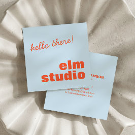 Tarjeta De Visita Cuadrada Soft Blue Orange Hello There Friendly Bold Square