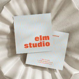 Tarjeta De Visita Cuadrada Soft Blue Orange Striped Bold Square Colorful Fun