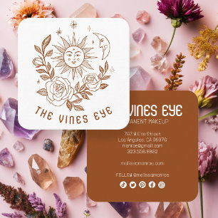 Tarjeta De Visita Cuadrada Sol Luna & Rosas Mágico Boho PERSONALIZADO Redes S