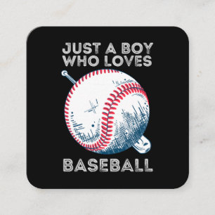 Tarjeta De Visita Cuadrada Solo un chico que ama el béisbol