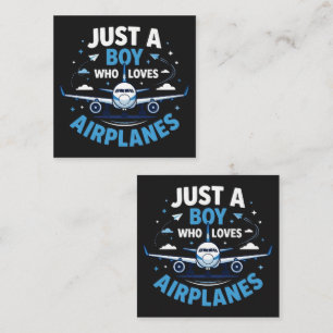Tarjeta De Visita Cuadrada Solo un chico que ama los aviones 