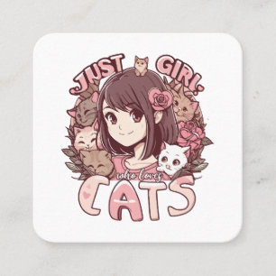 Tarjeta De Visita Cuadrada solo una chica que ama a los gatos