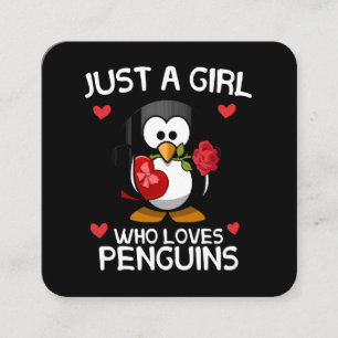 Tarjeta De Visita Cuadrada Solo una chica que ama a los pingüinos