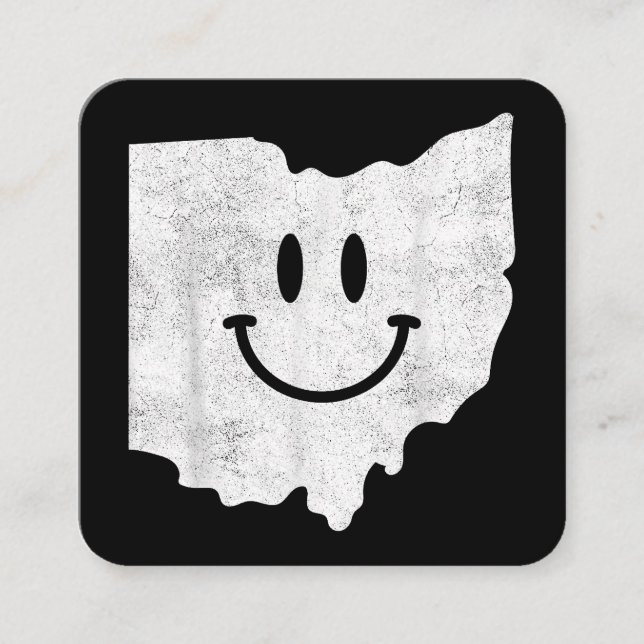 Tarjeta De Visita Cuadrada Sonriendo en OH - Cara divertida Ohio feliz (Anverso)