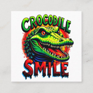 Tarjeta De Visita Cuadrada "Sonrisa alegre de cocodrilo - divertido y caprich