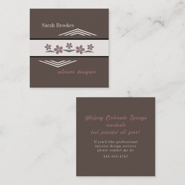 Tarjeta De Visita Cuadrada Soothing Earth Tones Cherry Blossom Business Card (Anverso / Reverso)