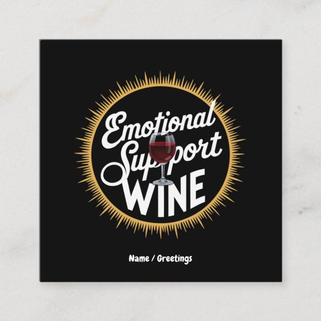 Tarjeta De Visita Cuadrada Soporte Emocional Bebida Graciosa Amante del Vino (Anverso)