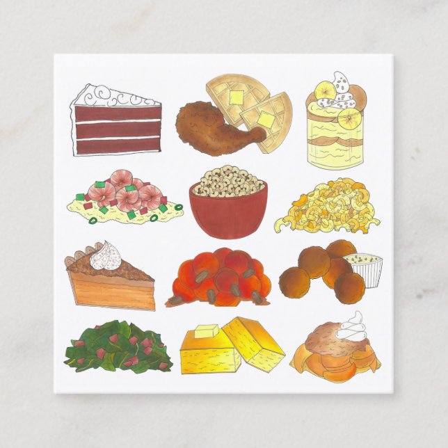 Tarjeta De Visita Cuadrada Soul Food Restaurant Caterer Chef Foodie (Anverso)