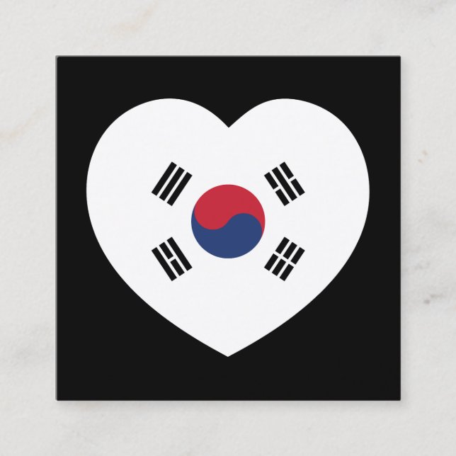 Tarjeta De Visita Cuadrada South Korea Flag Heart (Anverso)