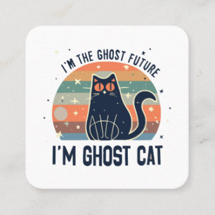 TARJETA DE VISITA CUADRADA SOY EL FUTURO FANTASMA, GATO FANTASMA