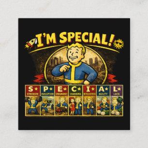 Tarjeta De Visita Cuadrada Soy Especial   Stats Mousepad Inspirado en Fallout