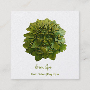 Tarjeta De Visita Cuadrada Spa Green Man Day