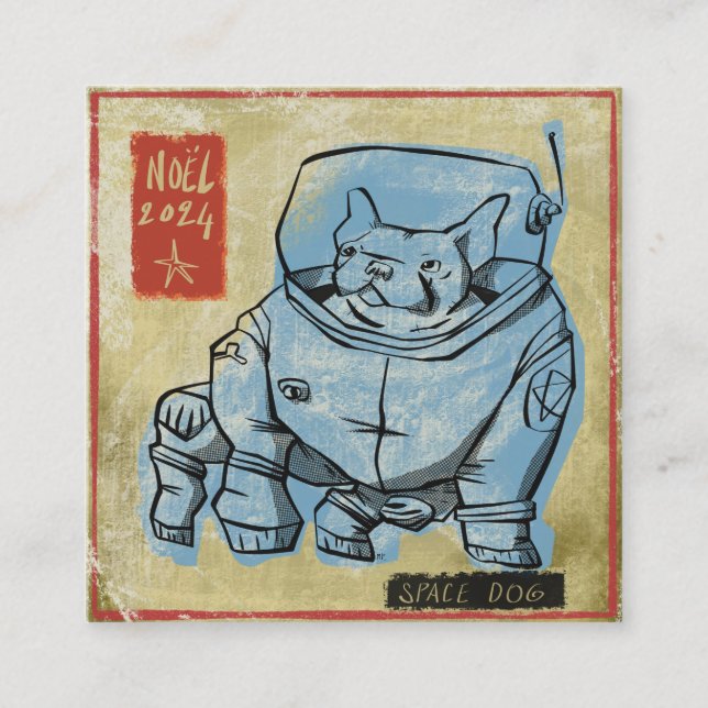Tarjeta De Visita Cuadrada Space dog (Anverso)