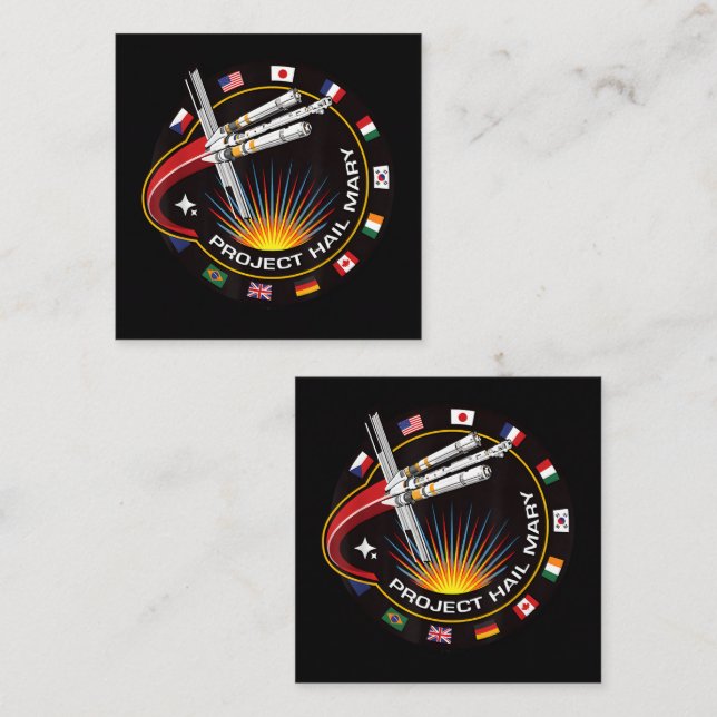 Tarjeta De Visita Cuadrada Space Mission Patch (Anverso / Reverso)