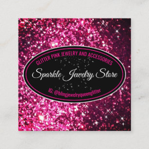 Tarjeta De Visita Cuadrada Sparkle Pink Glitz Glam Bling