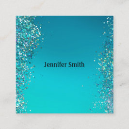 Tarjeta De Visita Cuadrada Sparkle Splash Blue Beauty Stylist Makeup Artista