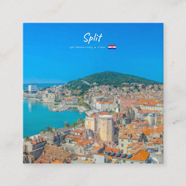 Tarjeta De Visita Cuadrada Split, Croacia - Ciudad Costera (Anverso)