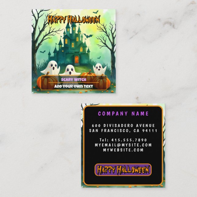 Tarjeta De Visita Cuadrada Spooky Cute Popular Halloween Collection (Anverso / Reverso)