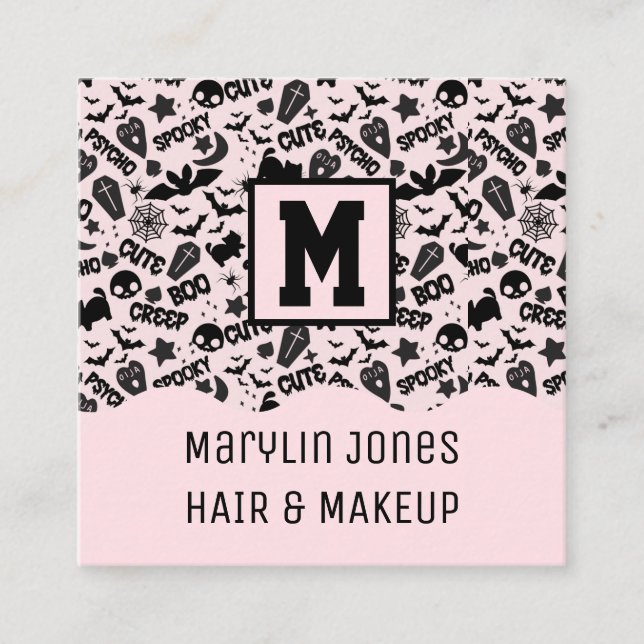 TARJETA DE VISITA CUADRADA SPOOKY CUTE Y SPOOKY HALLOWEEN (Anverso)