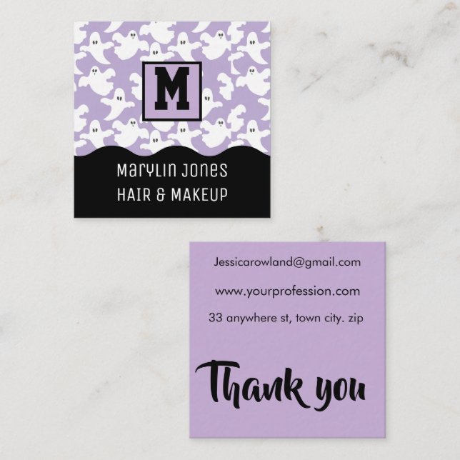 TARJETA DE VISITA CUADRADA SPOOKY GHOST HALLOWEEN (Anverso / Reverso)