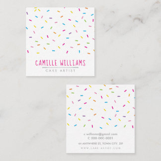 Tarjeta De Visita Cuadrada SPRINKLES fiesta moderno adorable con estampado co