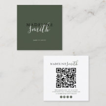 Square Dark Green Script QR code