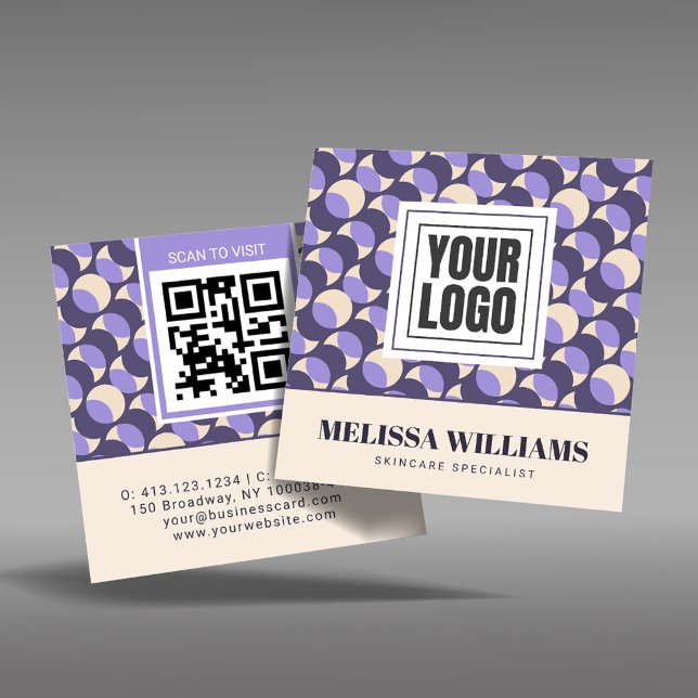 Tarjeta De Visita Cuadrada Square Retro Lavender Geometric Business Card (Subido por el creador)