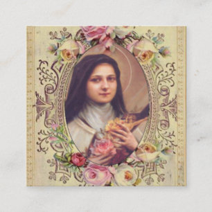 Tarjeta De Visita Cuadrada St. Teresa la pequeña novena de los rosas del rosa
