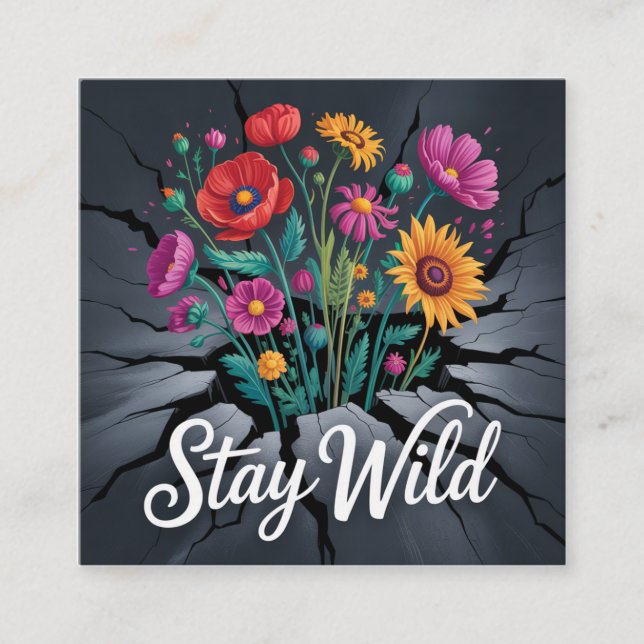 Tarjeta De Visita Cuadrada Stay Wild (Anverso)