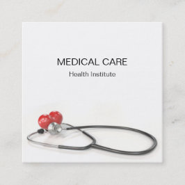Tarjeta De Visita Cuadrada Stethoscope with Heart | Medical Care & Healthcare