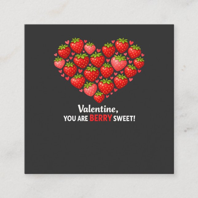 Tarjeta De Visita Cuadrada Strawberry Berry Sweet Kids Valentines Day (Anverso)