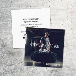 Tarjeta De Visita Cuadrada Strongman Gym Sports Fitness Entrenador Personal