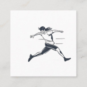 Tarjeta De Visita Cuadrada Stylized Silhouette of a Person Running Fast